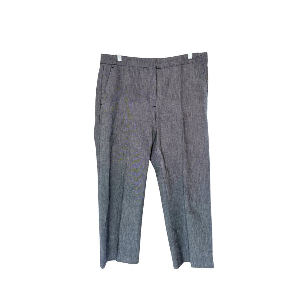J.Crew Gray White Work Heavy Chambray Patio‎ Straight Leg Dress Pant Size 10